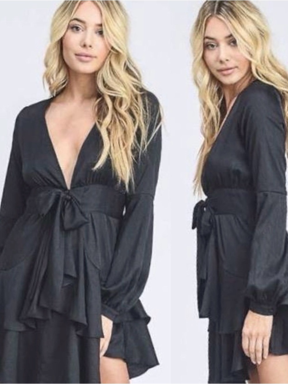 Stories Black Ruffled Mini Dress - Picture 4 of 10
